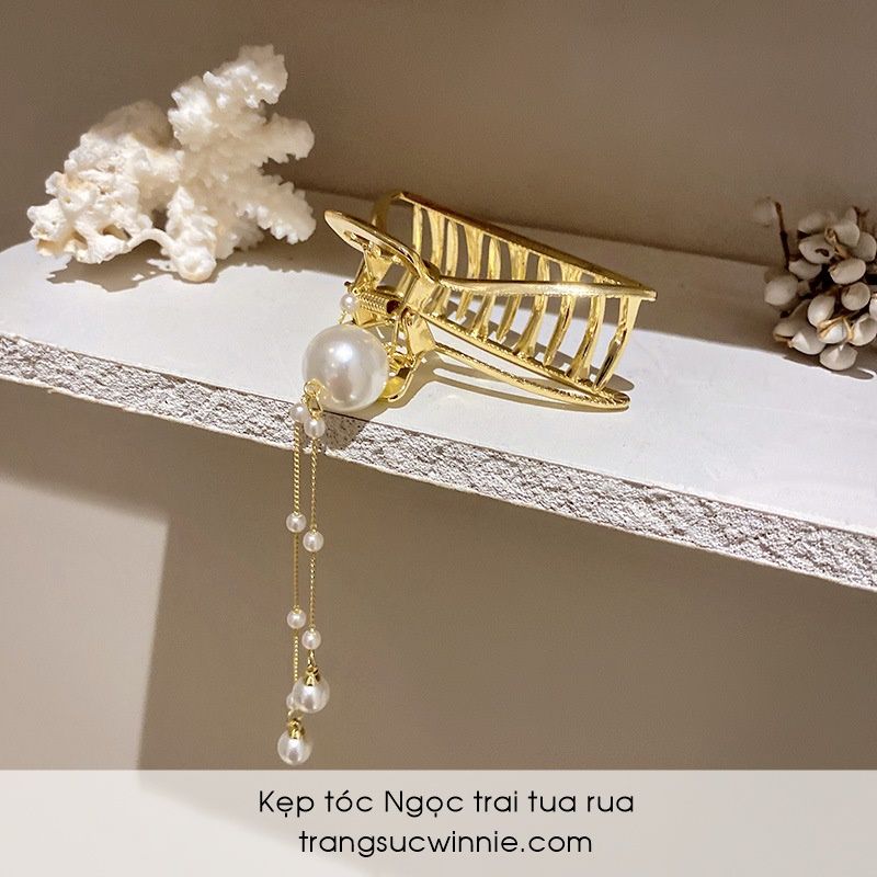 Kẹp tóc Ngọc trai tua rua