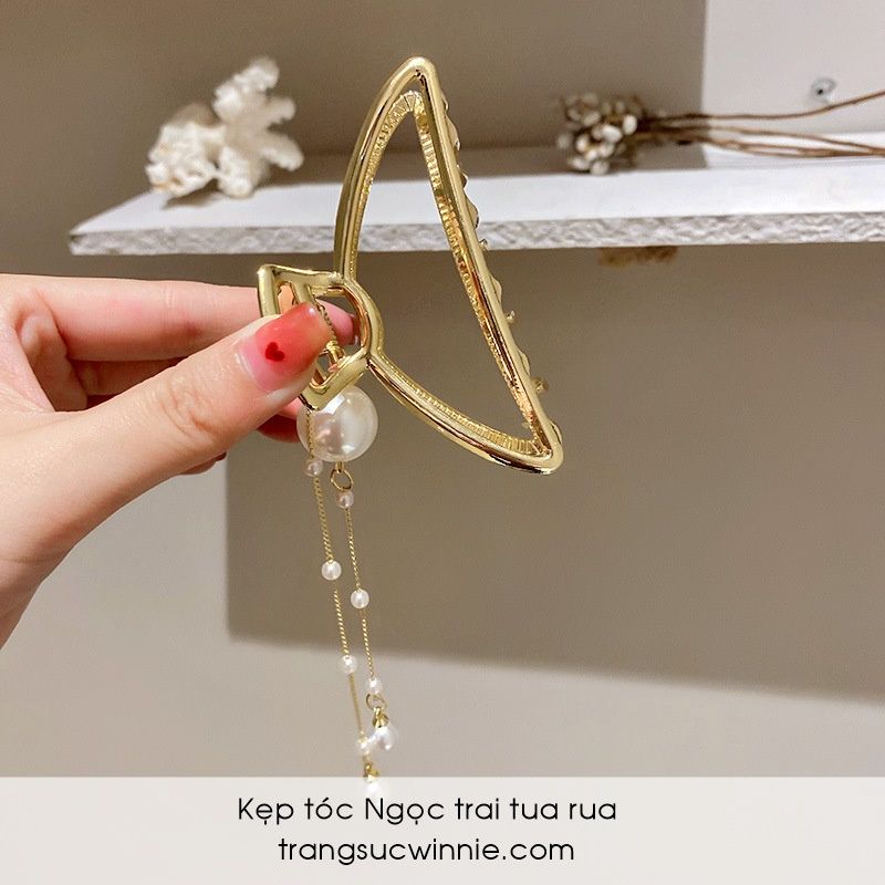 Kẹp tóc Ngọc trai tua rua