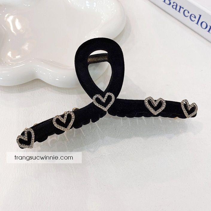 Kẹp tóc tim nhung