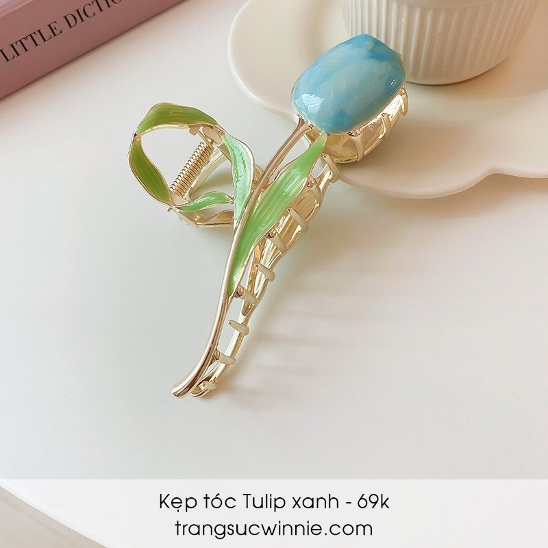 Kẹp tóc Tulip xanh