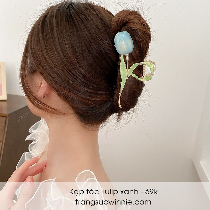 Kẹp tóc Tulip xanh