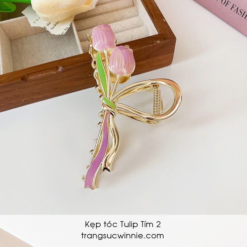 Kẹp tóc Tulip tím 2