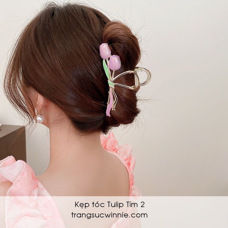 Kẹp tóc Tulip tím 2