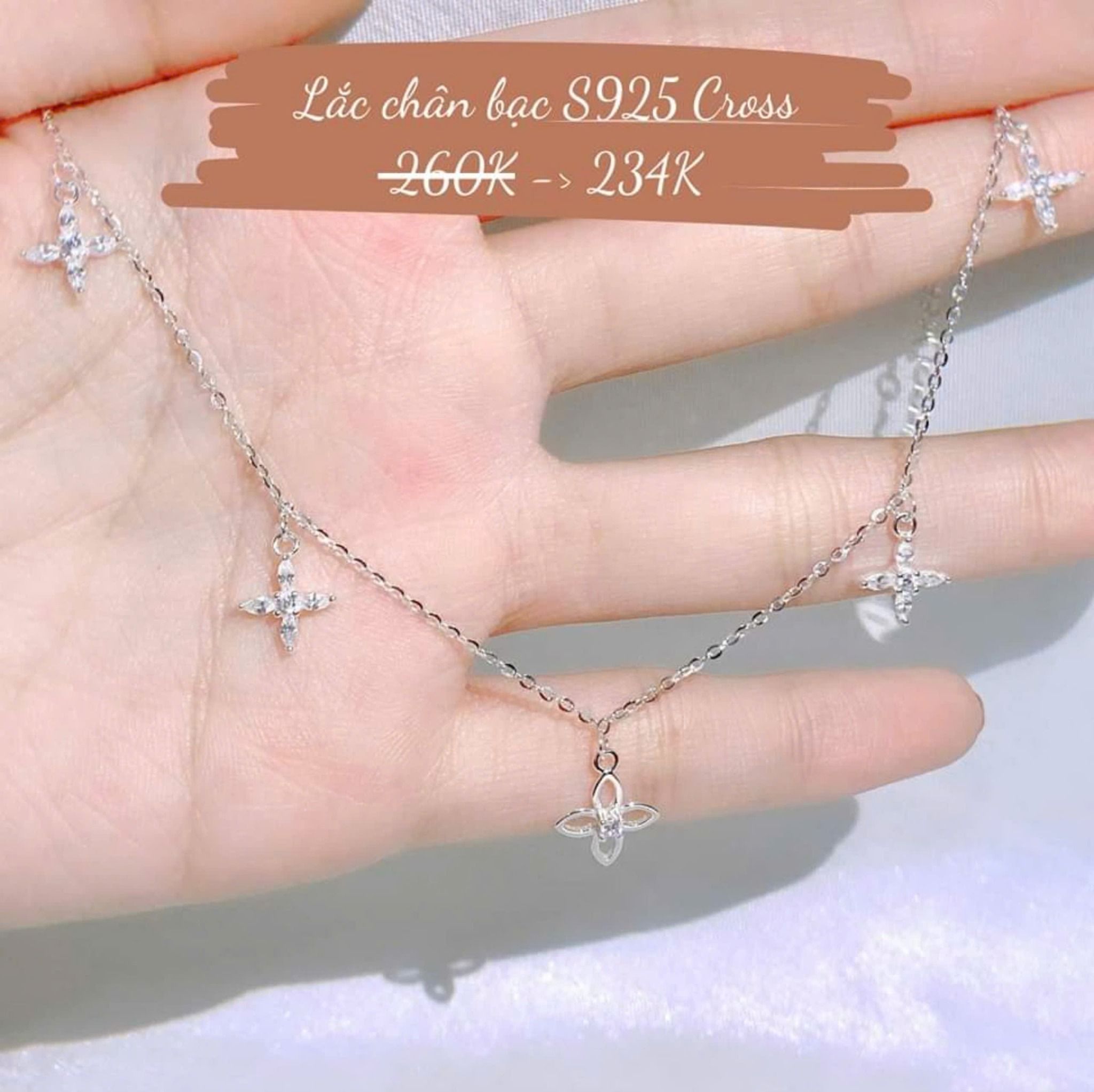 Lắc chân Bạc S925 Cross