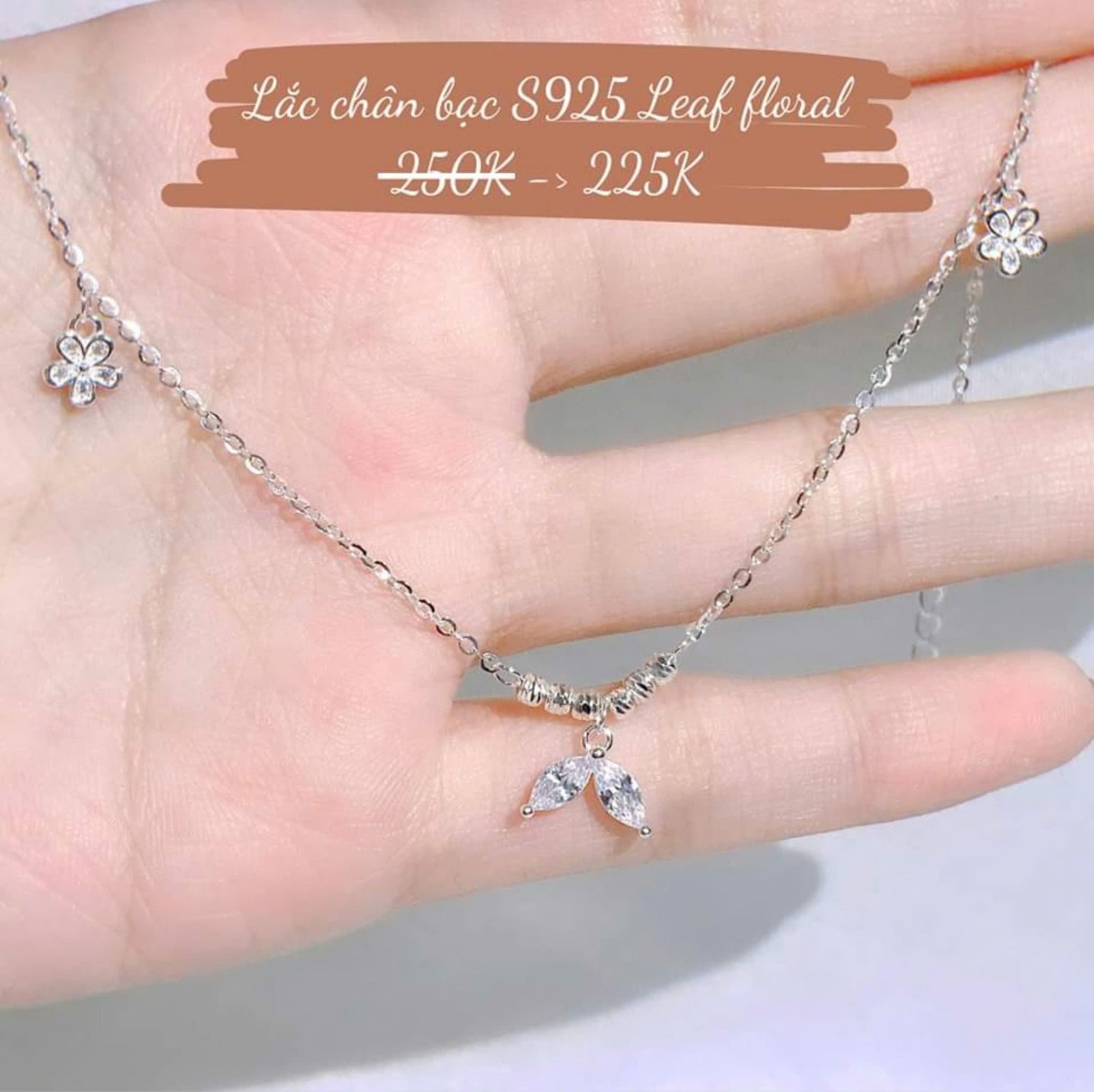 Lắc chân Bạc S925 Leaf Floral