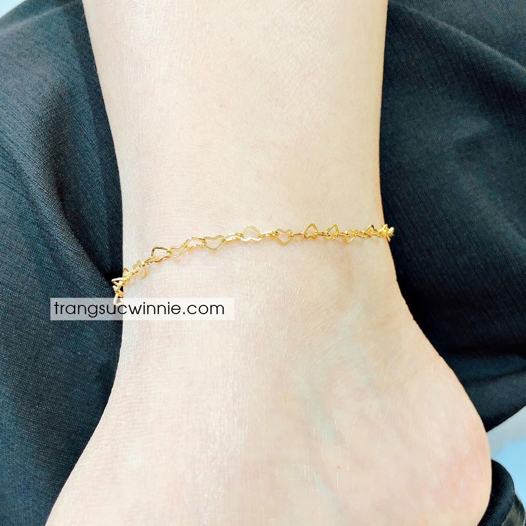 Lắc chân titan Heart gold