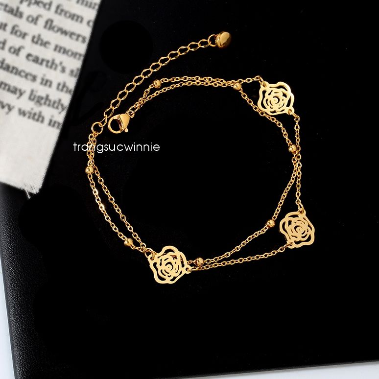 Lắc chân titan Layer Rose