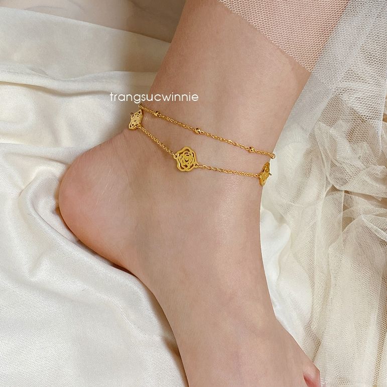 Lắc chân titan Layer Rose