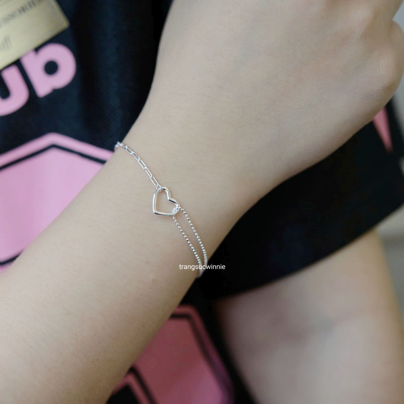 Lắc tay Bạc S925 Chain bi heart