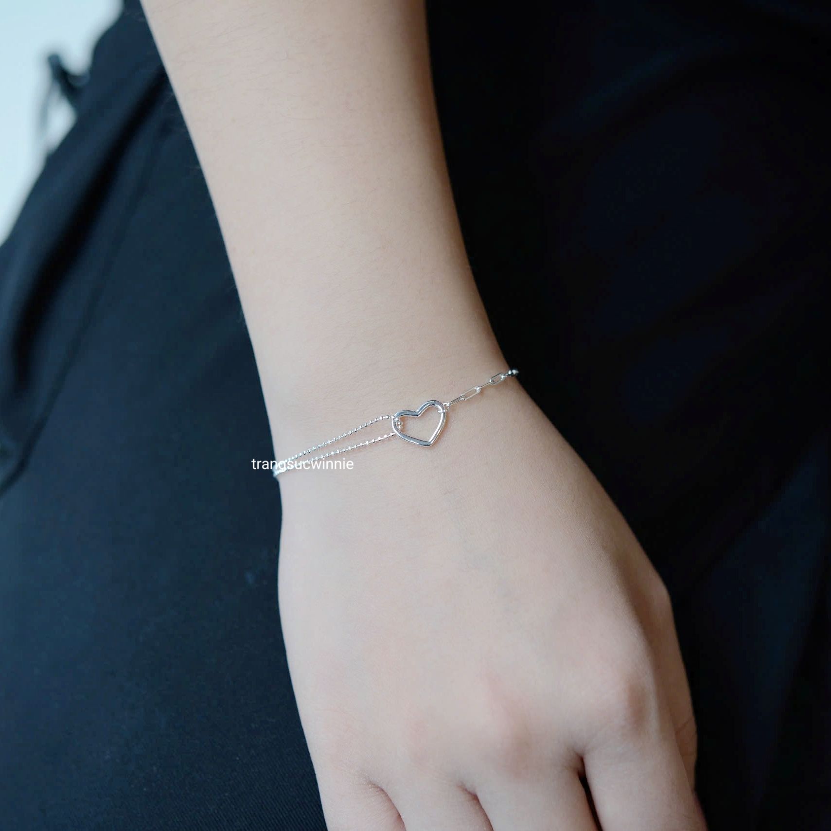Lắc tay Bạc S925 Chain bi heart