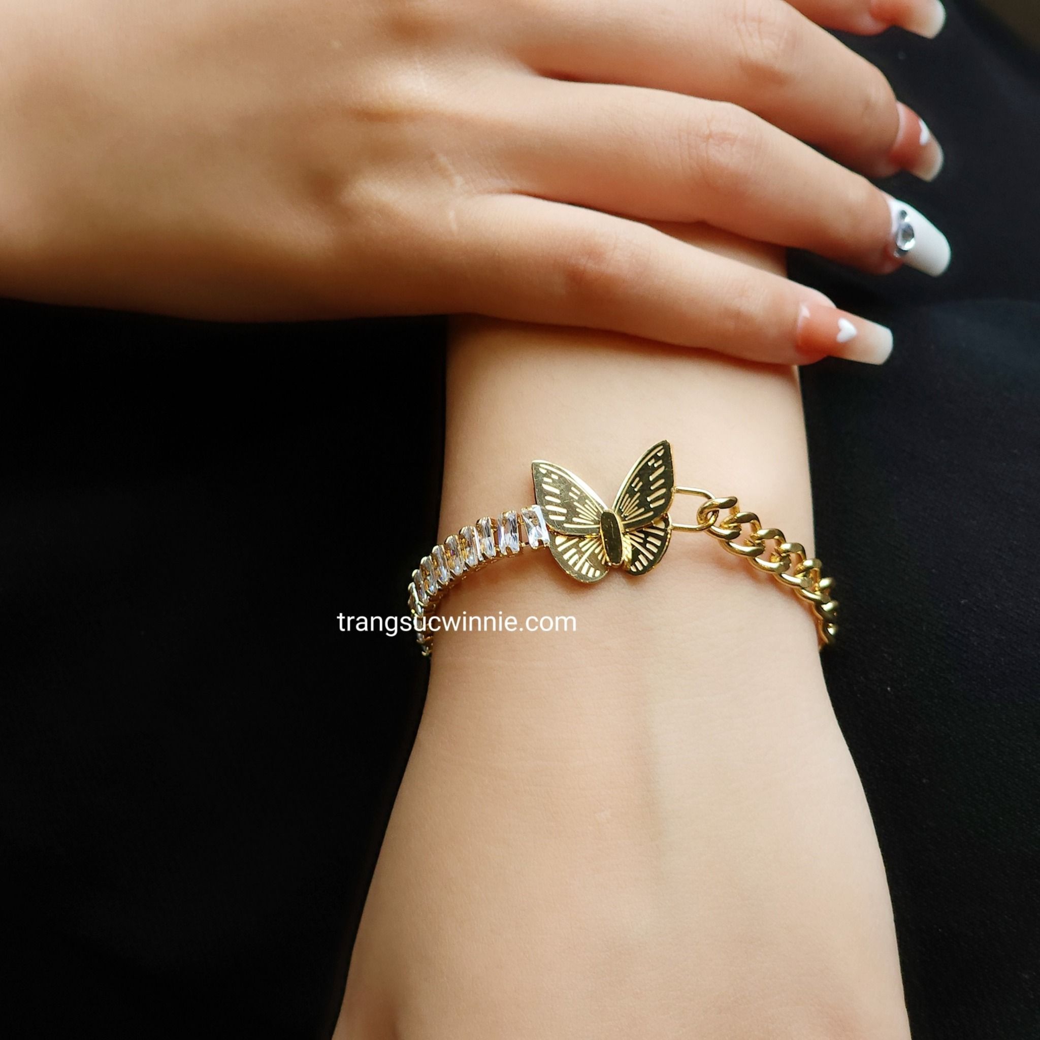 Lắc tay titan Bướm baguette