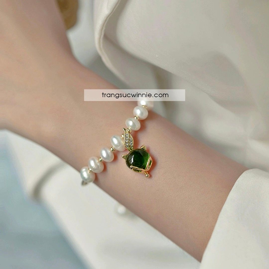 Lắc tay ngọc trai hồ ly xanh