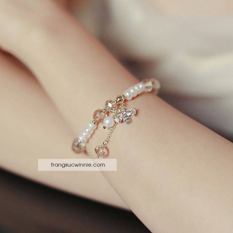 Lắc tay Ngọc trai bee pha lê