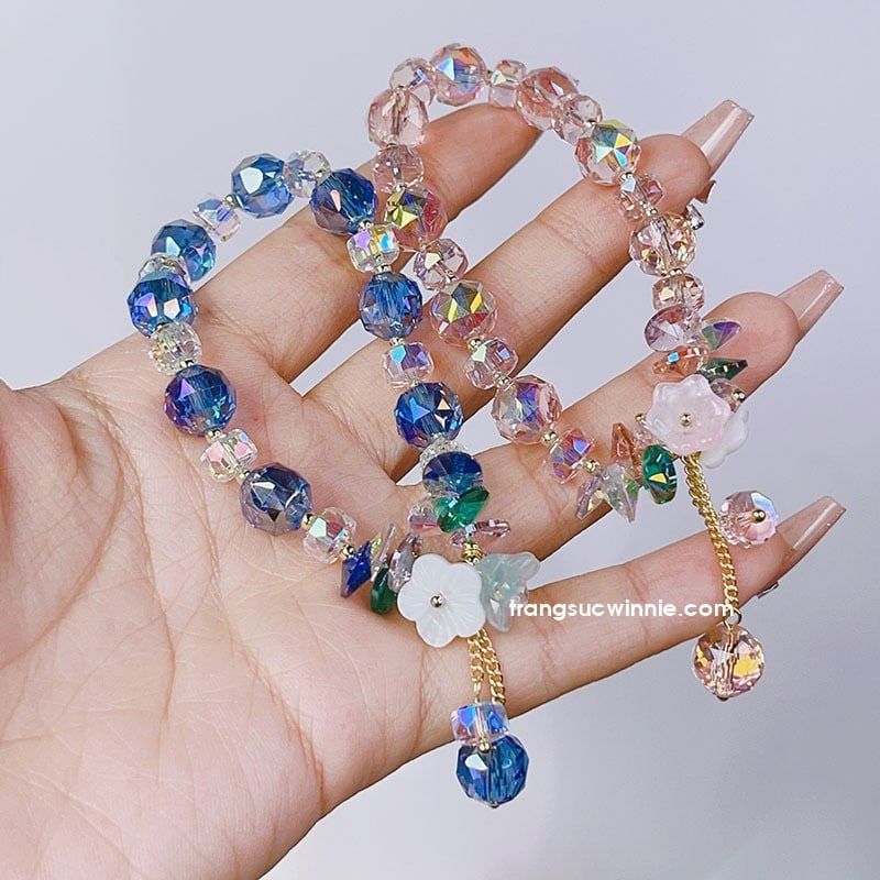Lắc tay Pha lê hoa xanh