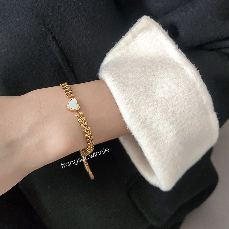 Lắc tay titan Wheat nacre heart