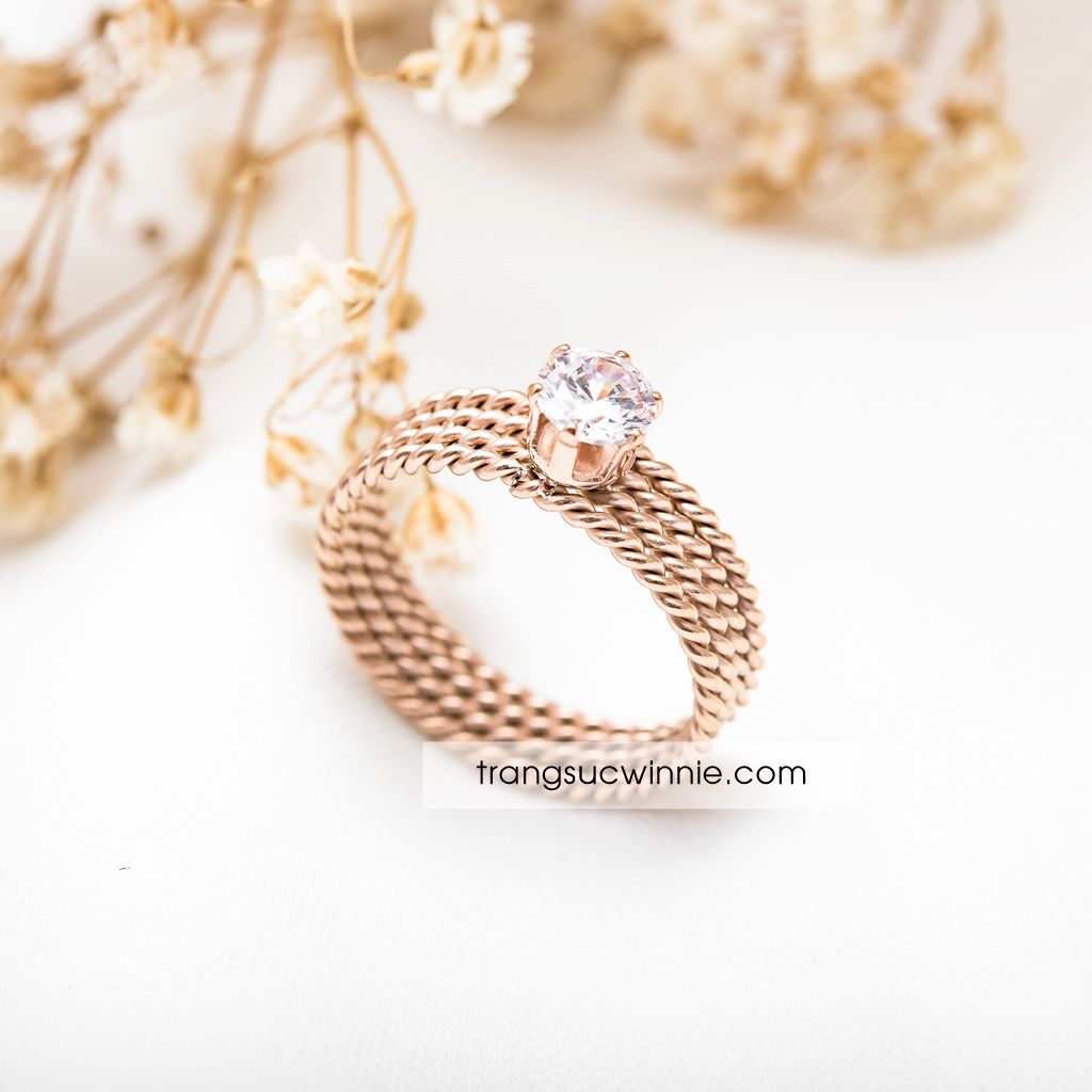 Nhẫn titan Diamond Twist