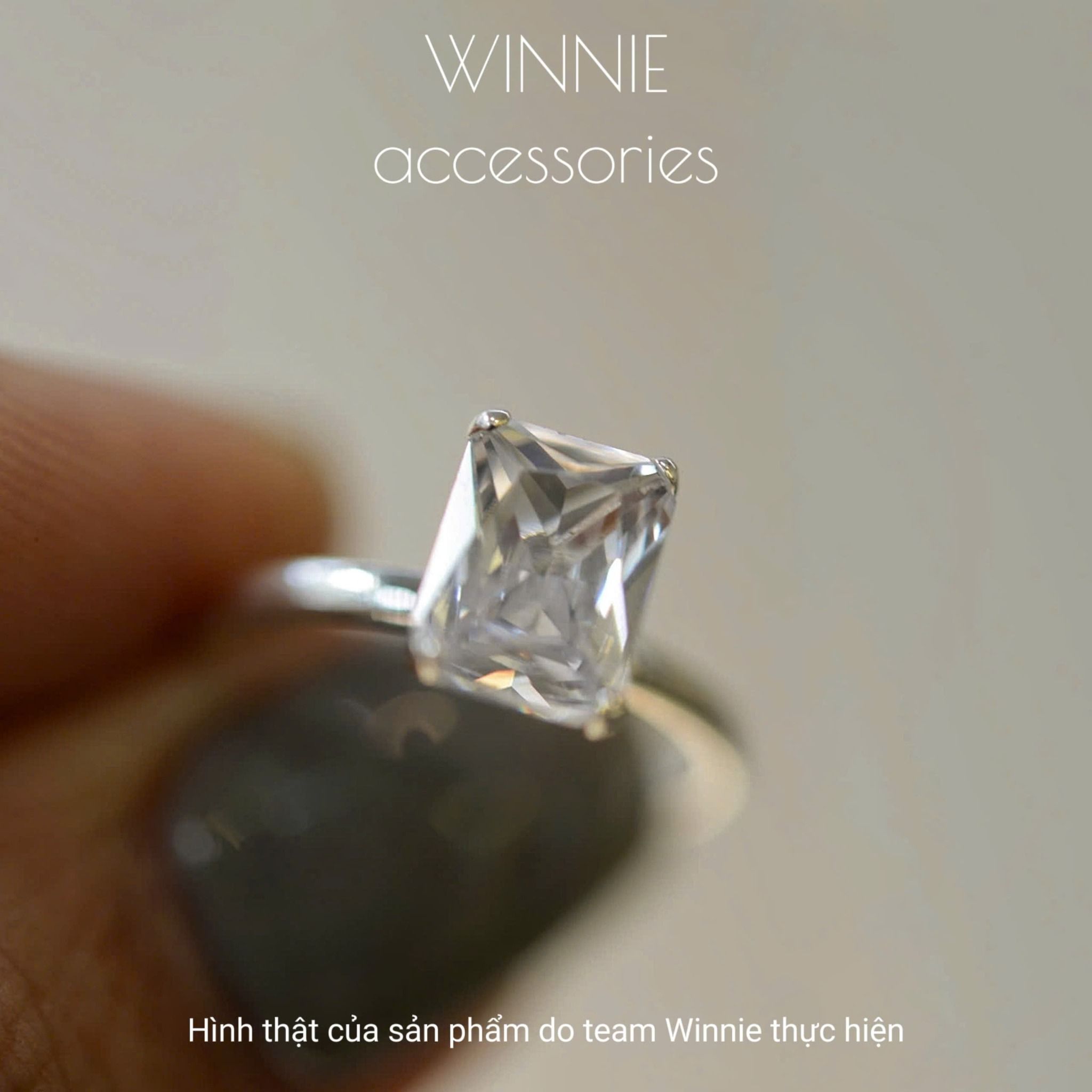 Nhẫn bạc S925 Emerald Cut
