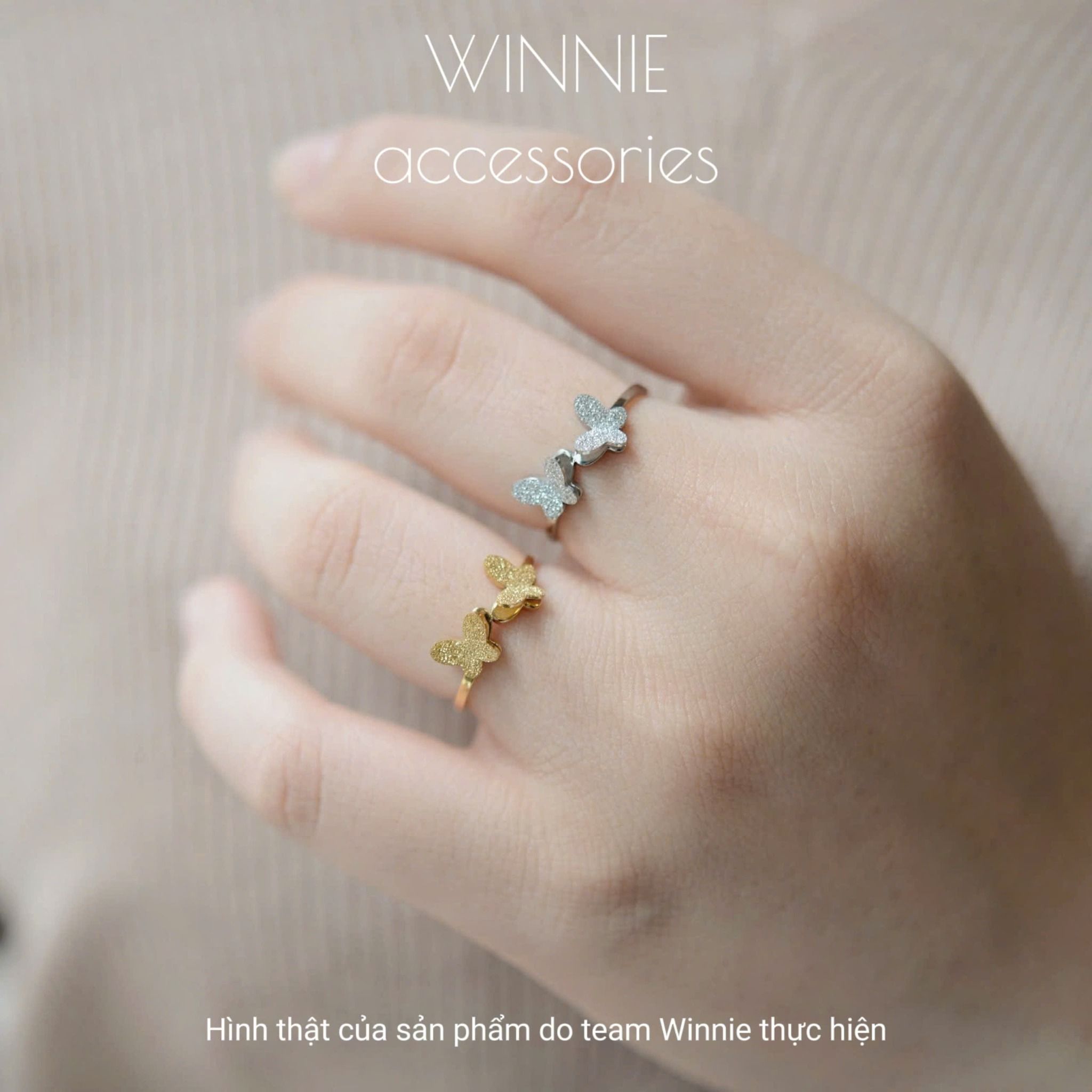 Nhẫn titan Tiny bướm matte