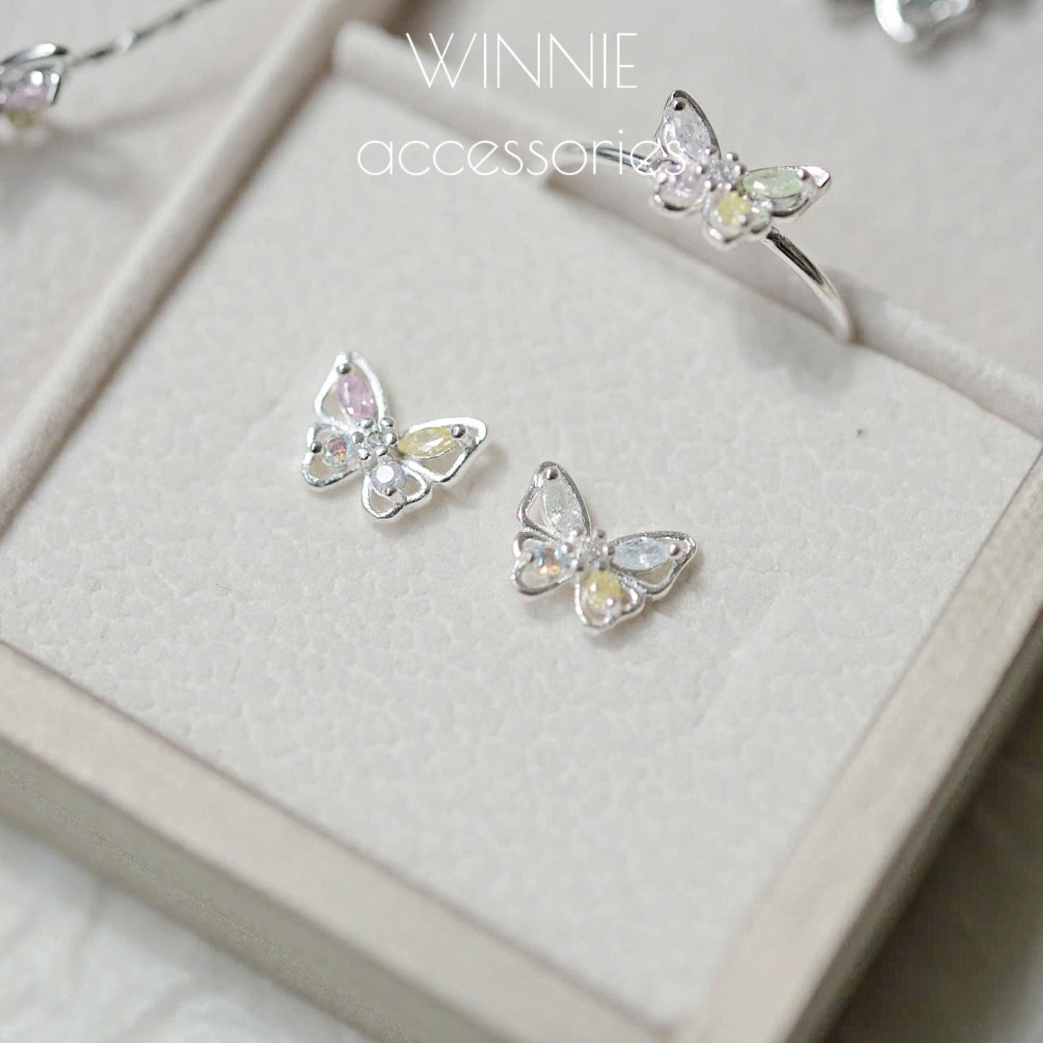 Vòng tay Bạc S925 Kiềng Bướm Pastel