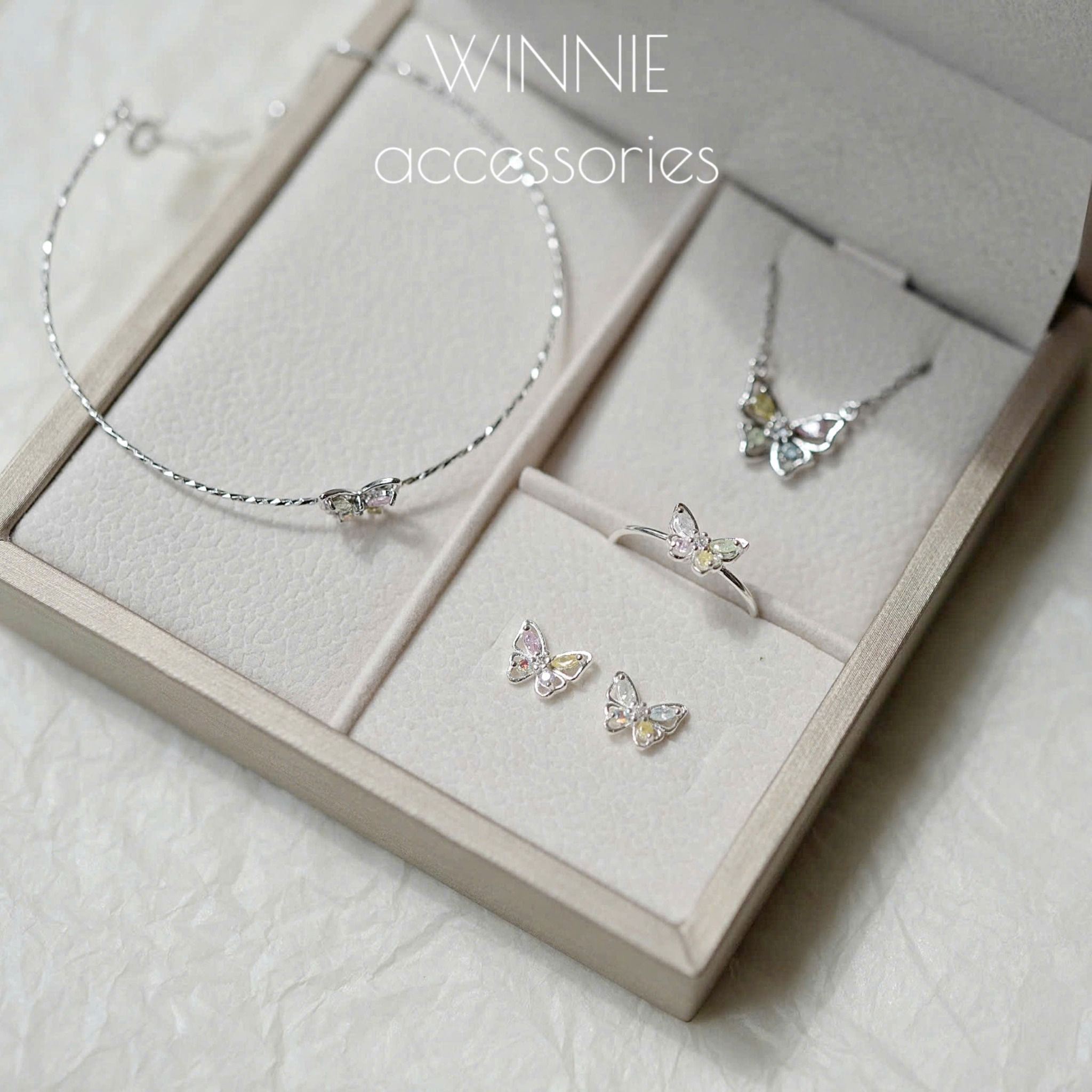 Vòng tay Bạc S925 Kiềng Bướm Pastel