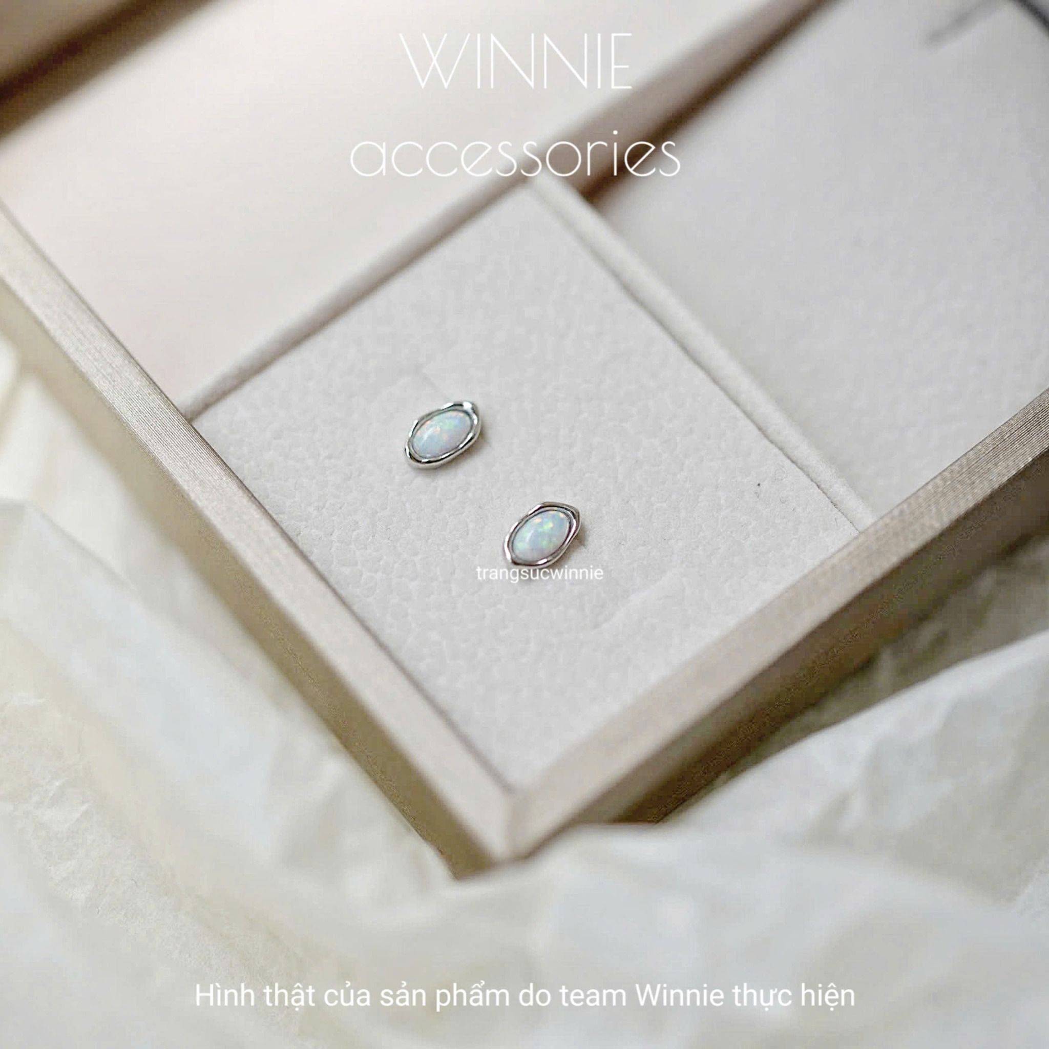 Hoa tai Bạc S925 Opal trắng
