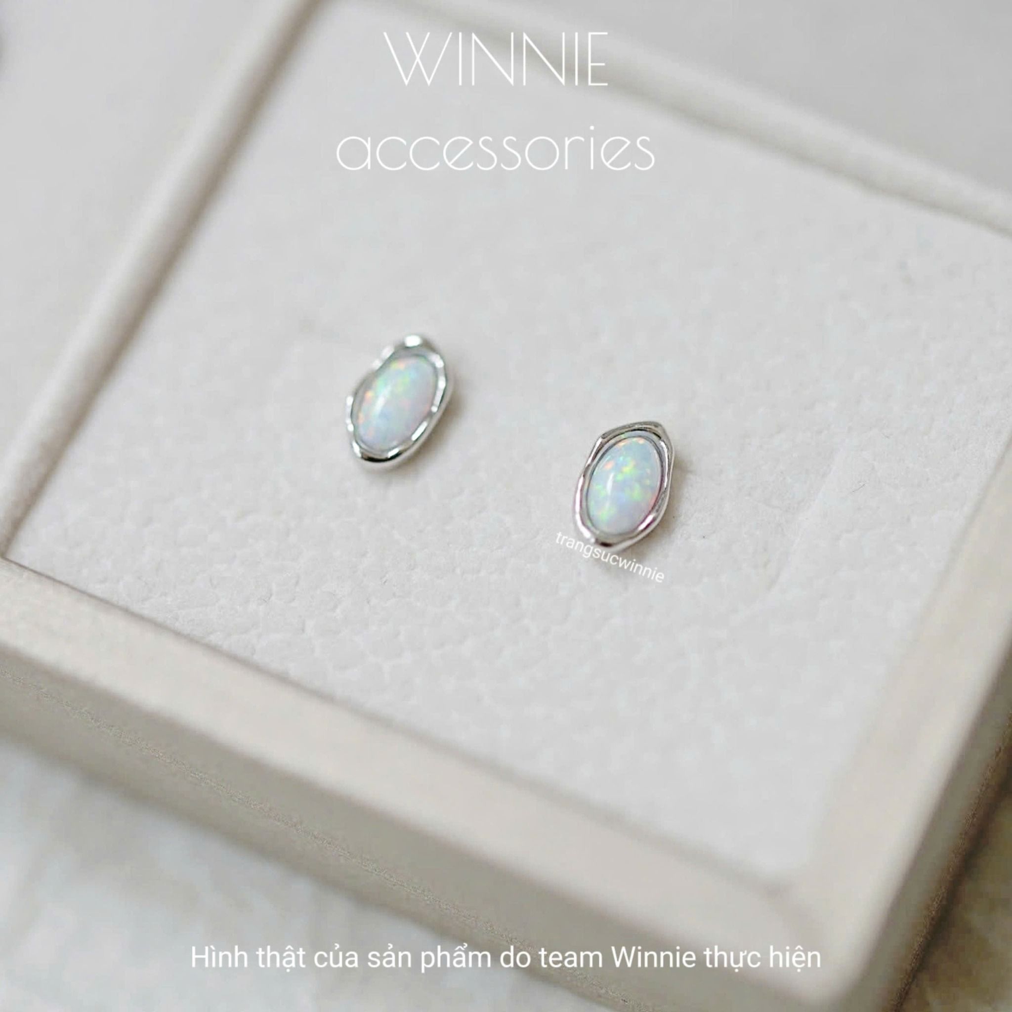 Hoa tai Bạc S925 Opal trắng