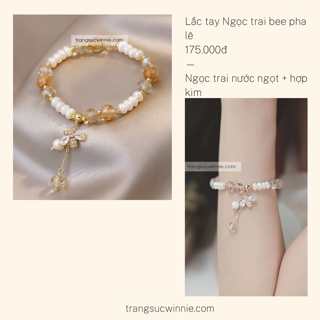 Lắc tay Ngọc trai bee pha lê