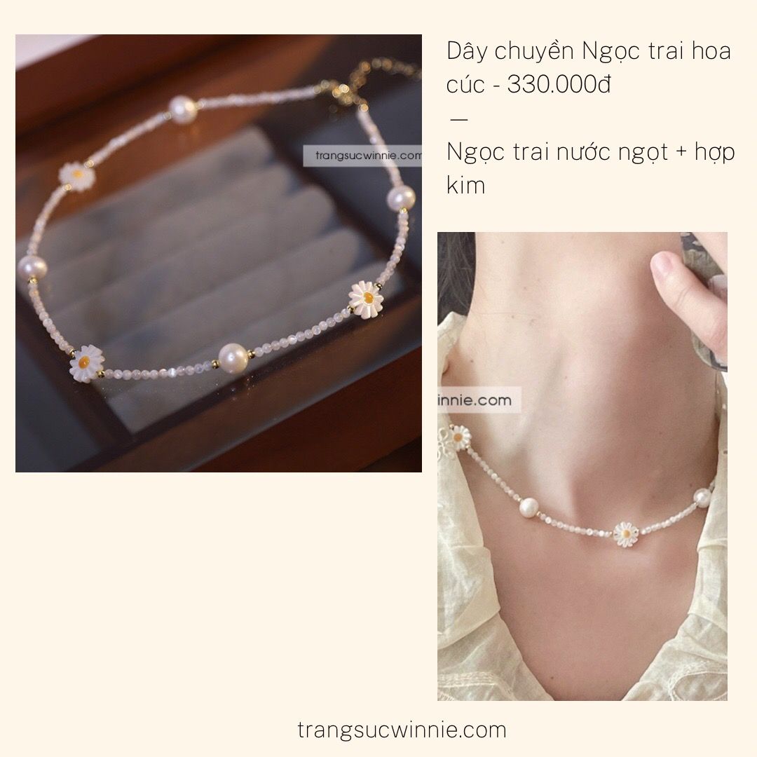 Dây chuyền Ngọc trai hoa cúc