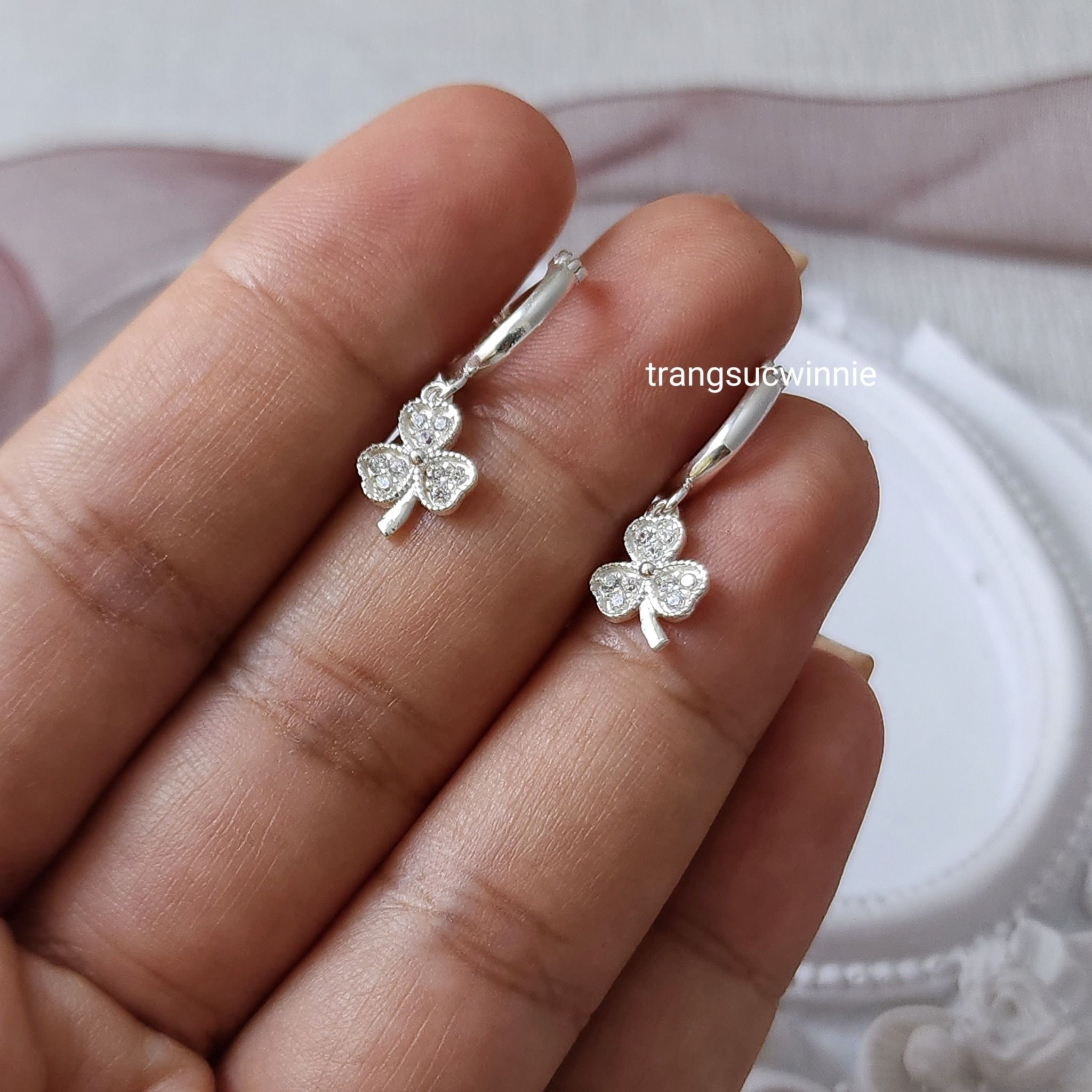 Hoa tai Bạc S925 Khoen Clover
