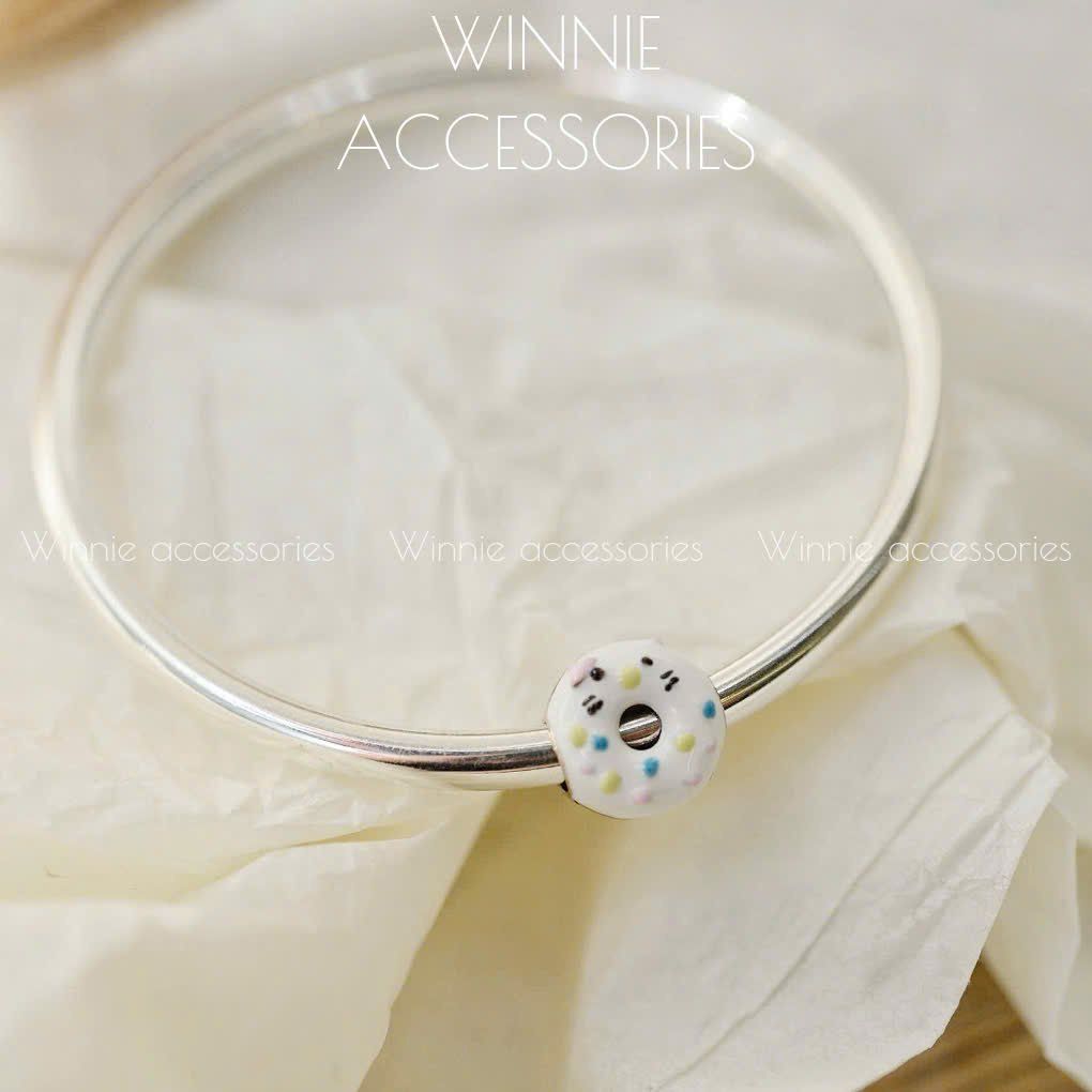 Charm Bạc Donut trắng
