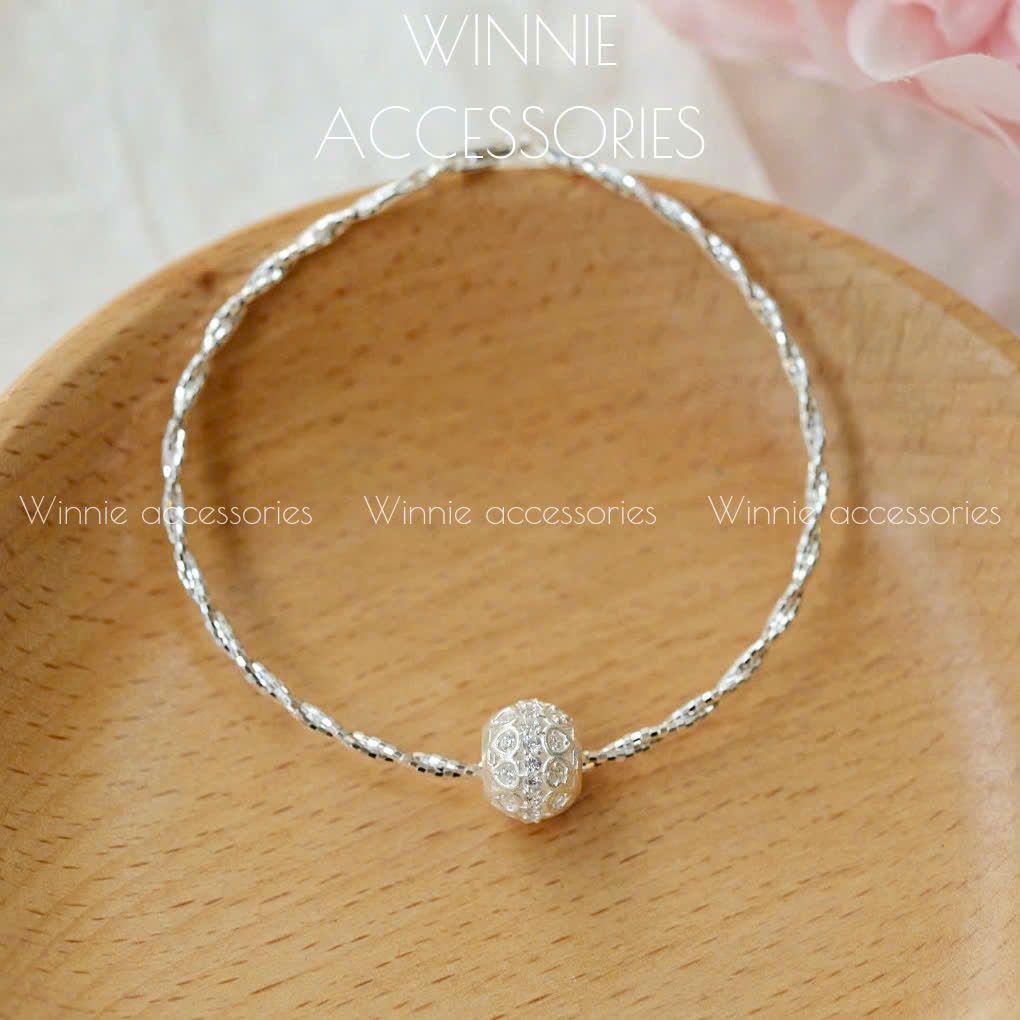 Charm Bạc S925 Xỏ Tròn Hoa Văn
