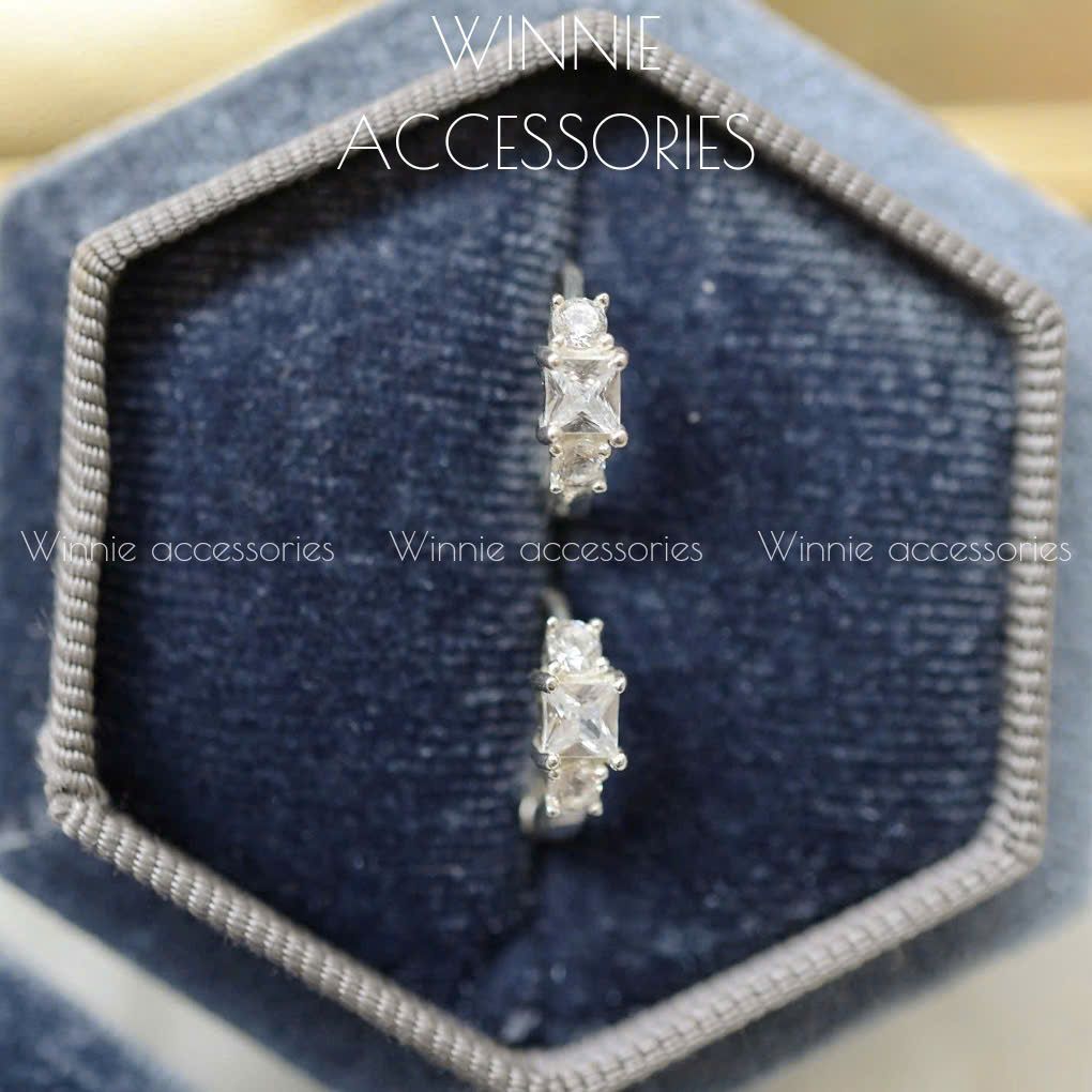 Hoa tai Bạc S925 Khoen 3 stone