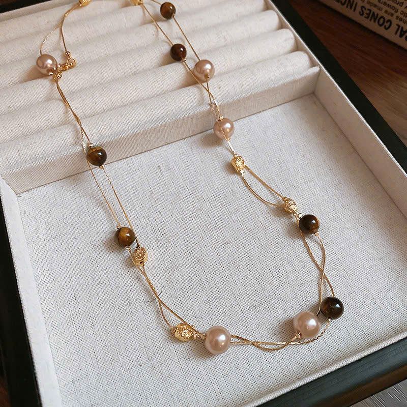Dây chuyền Titan Ngọc trai dài Golden Coffee