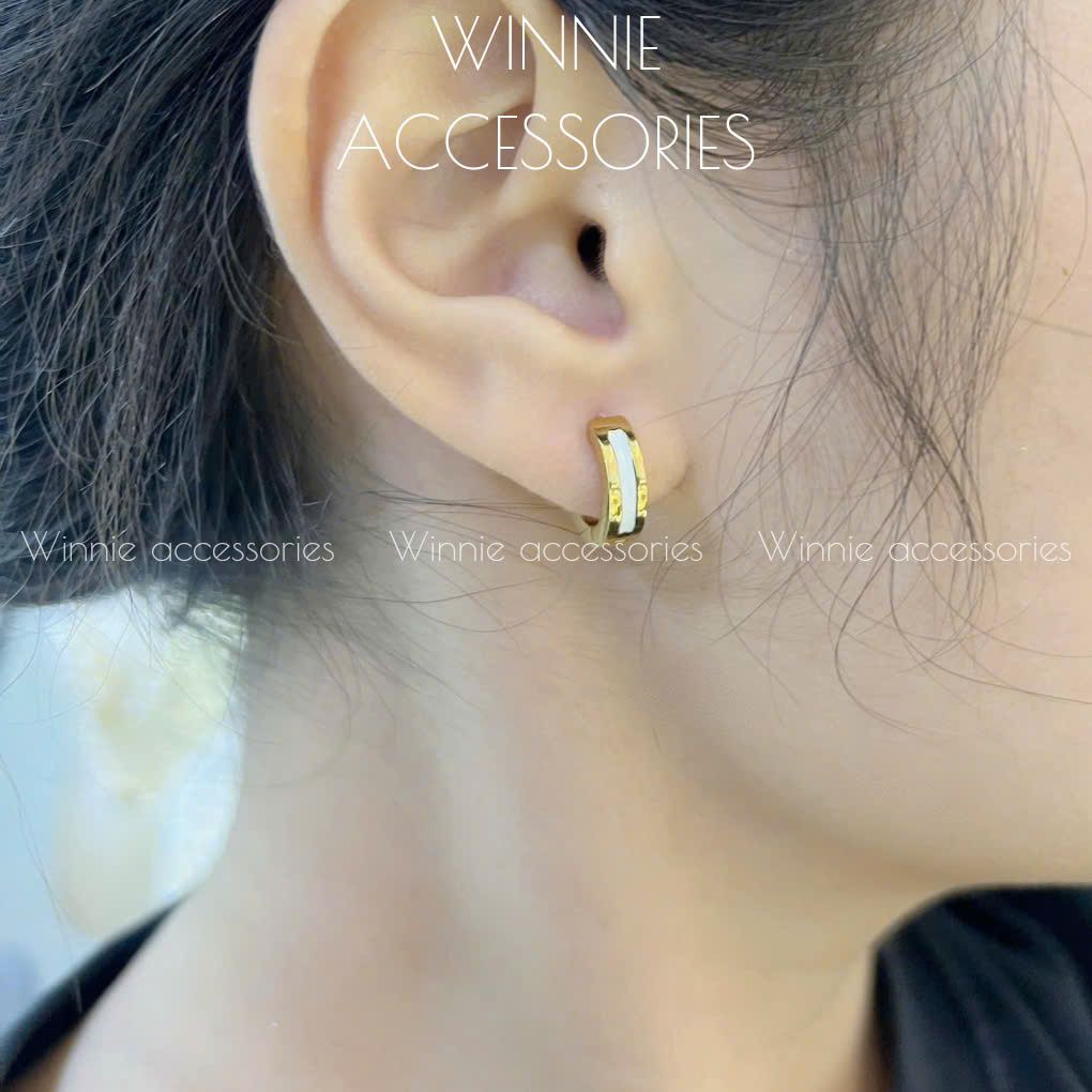 Hoa tai Titan White Basic Hoop