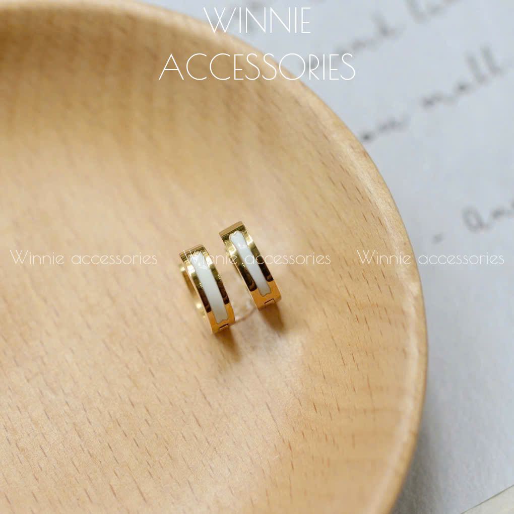 Hoa tai Titan White Basic Hoop
