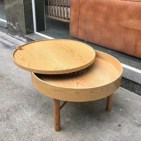 Bàn Trà Gỗ Mặt Tròn Xoay Turning Table