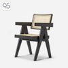 Ghế ăn cafe gỗ mây V LEG PIERRE JEANNERET đen black