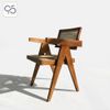 Ghế ăn cafe gỗ mây V LEG PIERRE JEANNERET nâu walnut