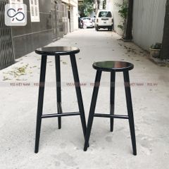 Ghế quầy bar gỗ mặt tròn 3 chân Round màu đen