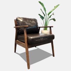 Yoshino armchair - Sofa gỗ đơn nệm ngồi bọc da