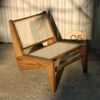 Ghế thư giãn gỗ tựa lưng mây Kangaroo chair màu Nâu óc chó