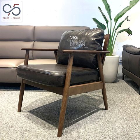Yoshino armchair - Sofa gỗ đơn nệm ngồi bọc da