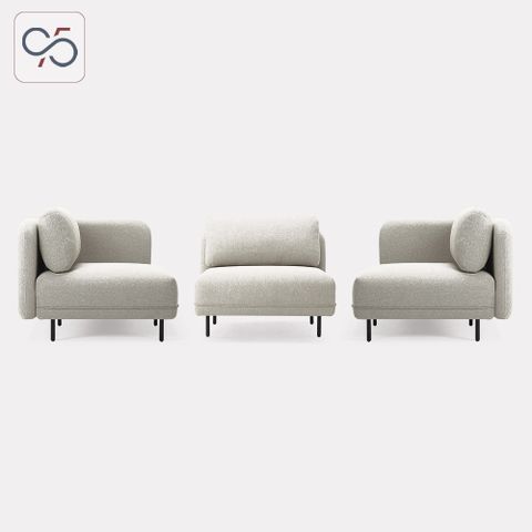 Sofa Modular AVOCA bọc nỉ màu ghi chân sắt