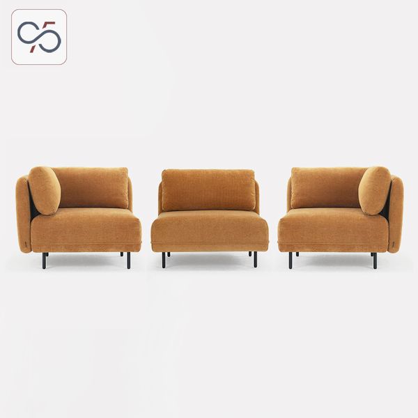 Sofa Modular AVOCA bọc nỉ màu cam chân sắt