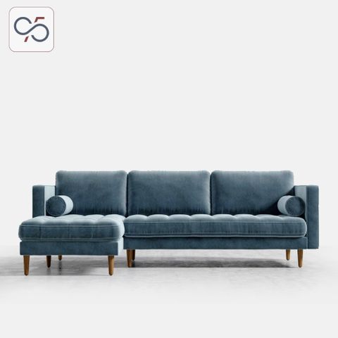 Sofa LUCA góc chữ L bọc vải nỉ phong cách Ý italia