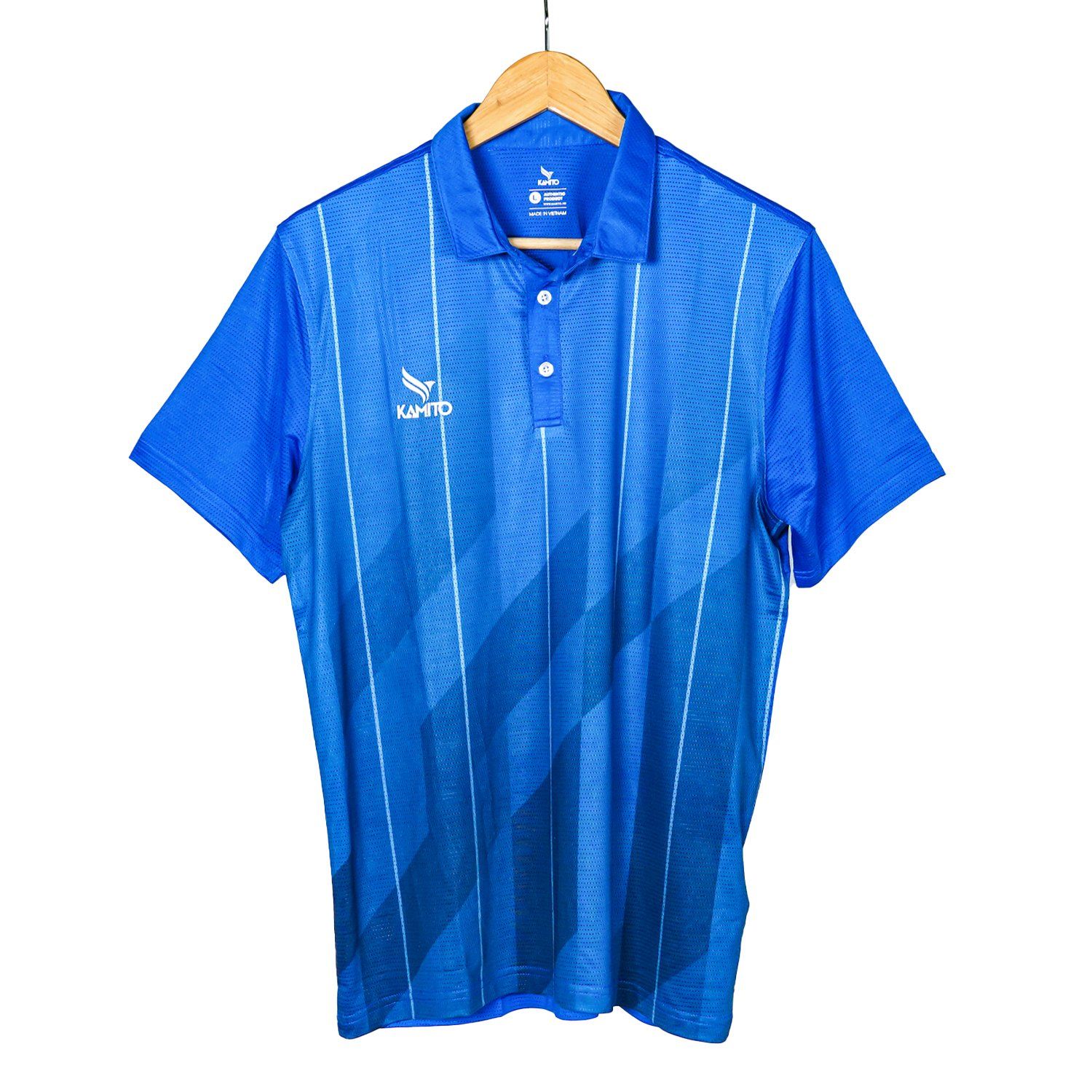 ÁO POLO KMAP2003-2 SỌC CHÉO XANH DƯƠNG