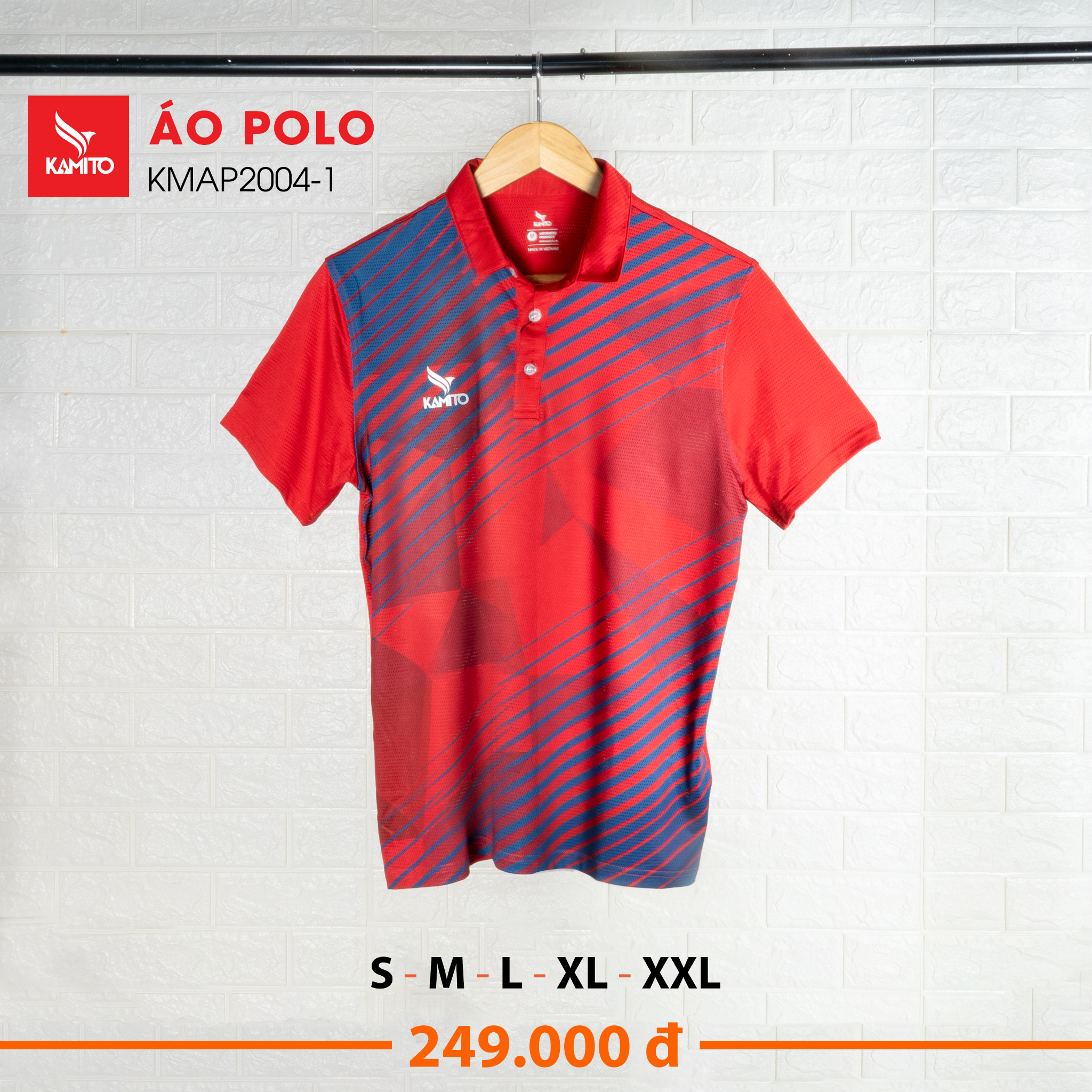 ÁO POLO KMAP2004-1 SỌC CHÉO ĐỎ