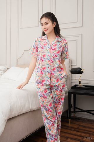 Pijama dài Lụa gấm Gina Long Py Set