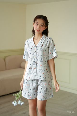 Pijama ngắn Lụa gấm Naomi Py Set