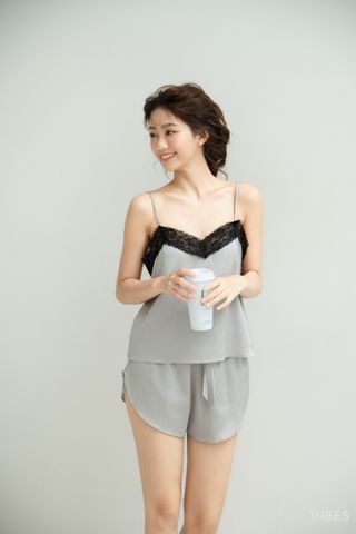 Đồ bộ 2 dây lụa trơn Gray Straps Set